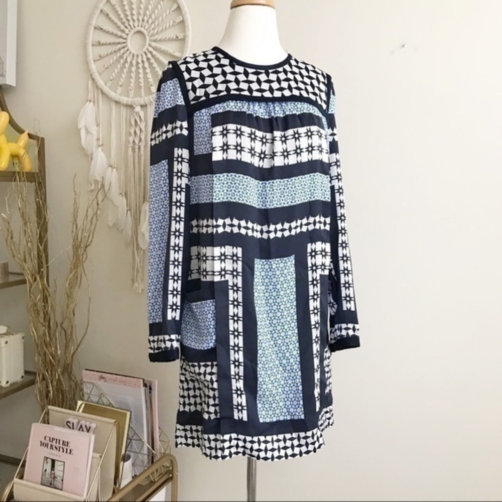 Armani Exchange blue and white print dress